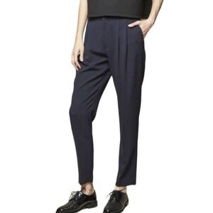 Achro Pleated Front Relaxed Dress Pants L Navy Blue Trousers‎ Drapey